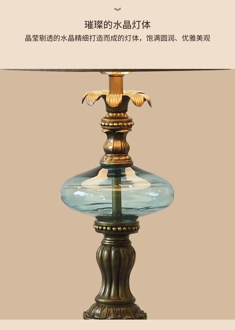 Французский Ретро классический светодиодный полимерная настольная лампа гостиная ночники европейской роскоши стеклянные декоративные