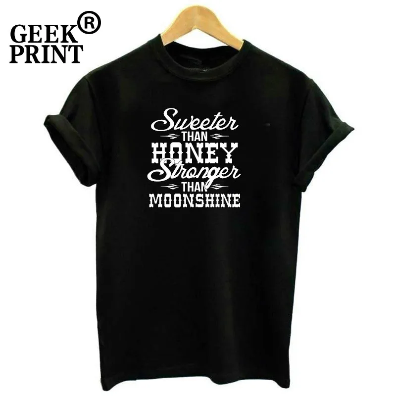 

Sweeter Honey Stronger Moonshine Funny Mens Soft T Shirt Country Redneck Gift