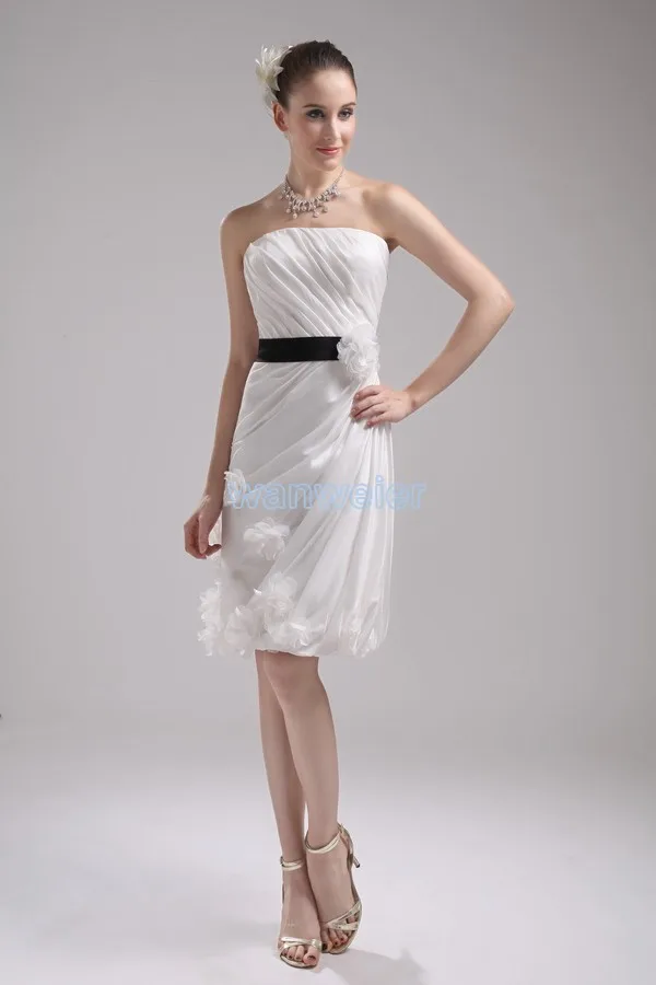 

free shipping party dresses new fashion 2013 hot seller flowers white debutante gowns girl's short taffeta Bridesmaid Dresses