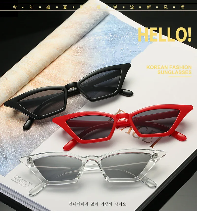 

Punk Lady Cat Eye Sunglasses New Fashion Designer Colorful Marine Personality Woman Triangular Sunglass Punk