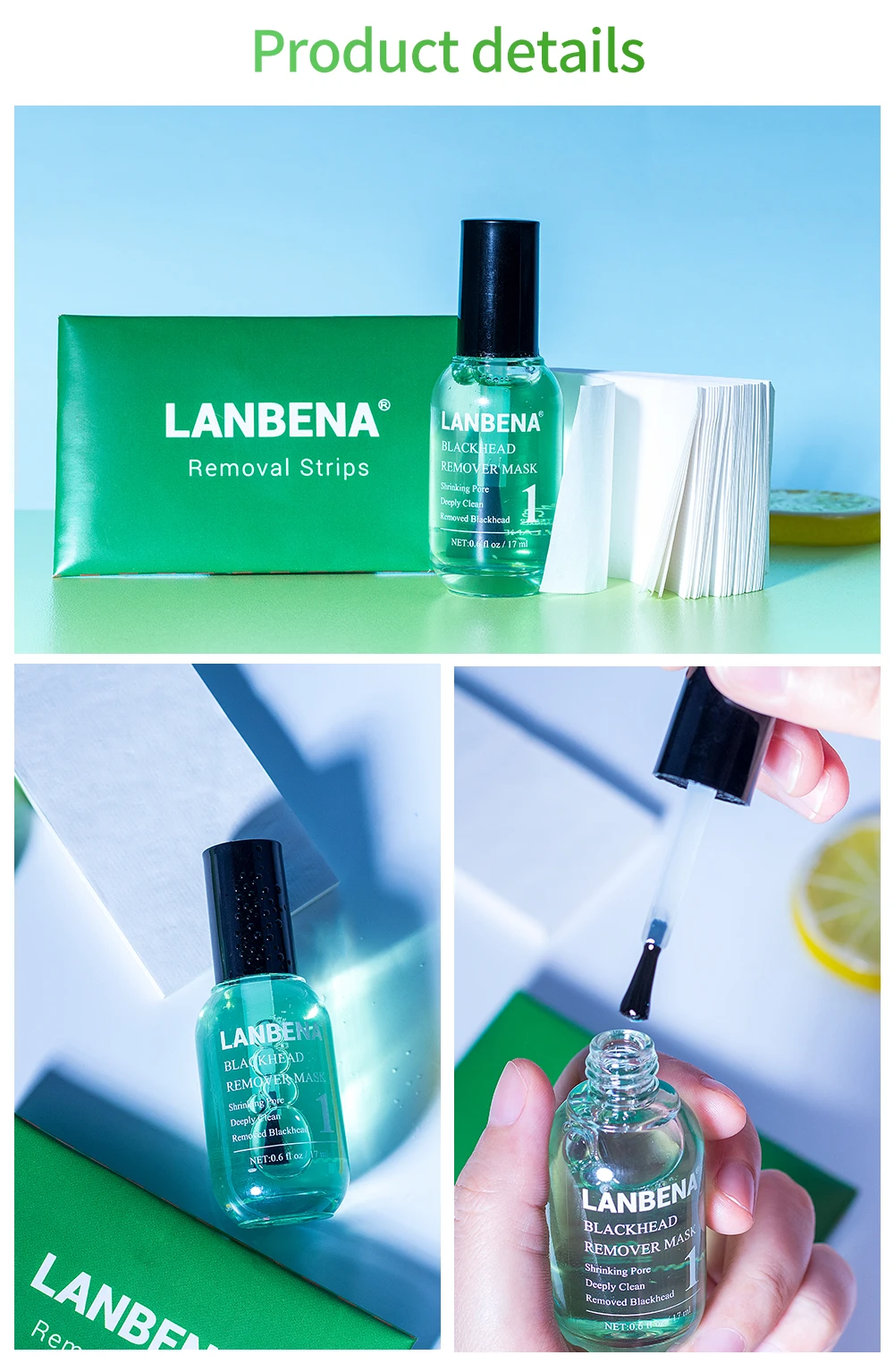 LANBENA beauty уход за кожей, маска для удаления черных точек, сыворотка для глубокой очистки, сужающая поры, очищающая от акне, эссенция, гладкая, 100 шт