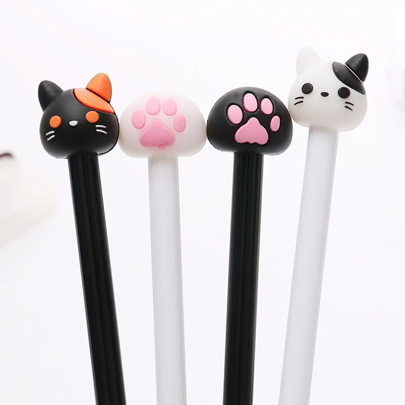 

creative cartoon Cat gel pen ballpoint 0.38mm Black ink stationary pens kawaii cute korea japanese kawai office school gift1Z826