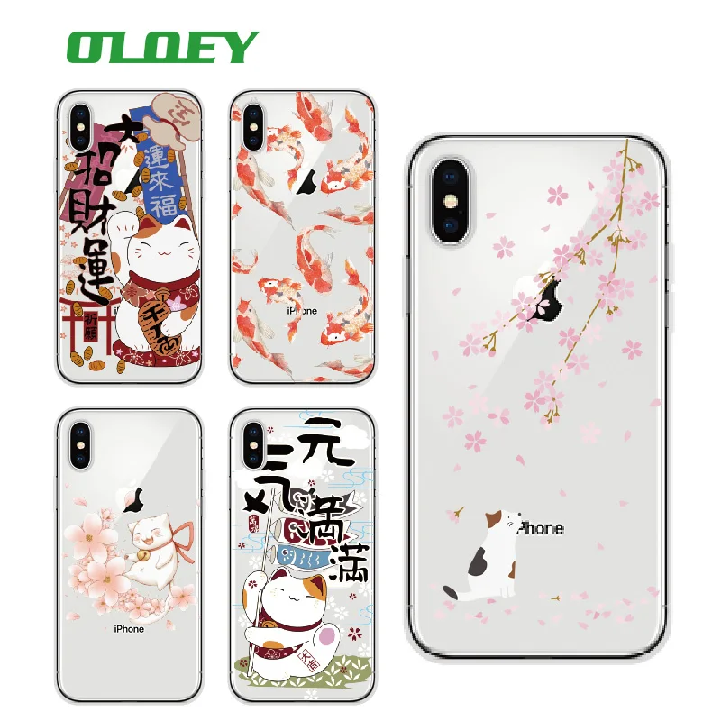Для iPhone 1112Pro Max 5S 6S 7Plus 7 SE 8 8Plus X XS Koi рыба цветение вишни удачный Кот с японским