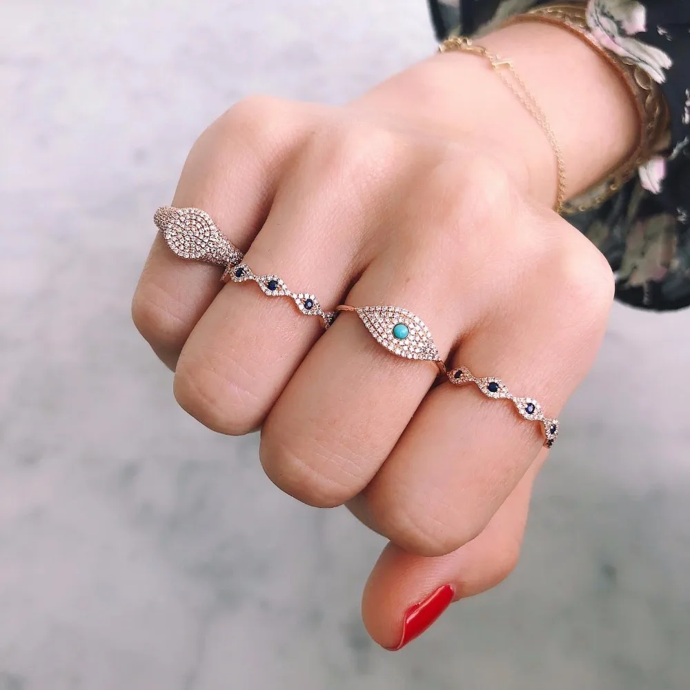Cz кольцо вечности сглаза дизайн lucky girl для женщин подарок ювелирные изделия AAA кубический цирконий высокое качество для женщин полный палец прекрасные кольца