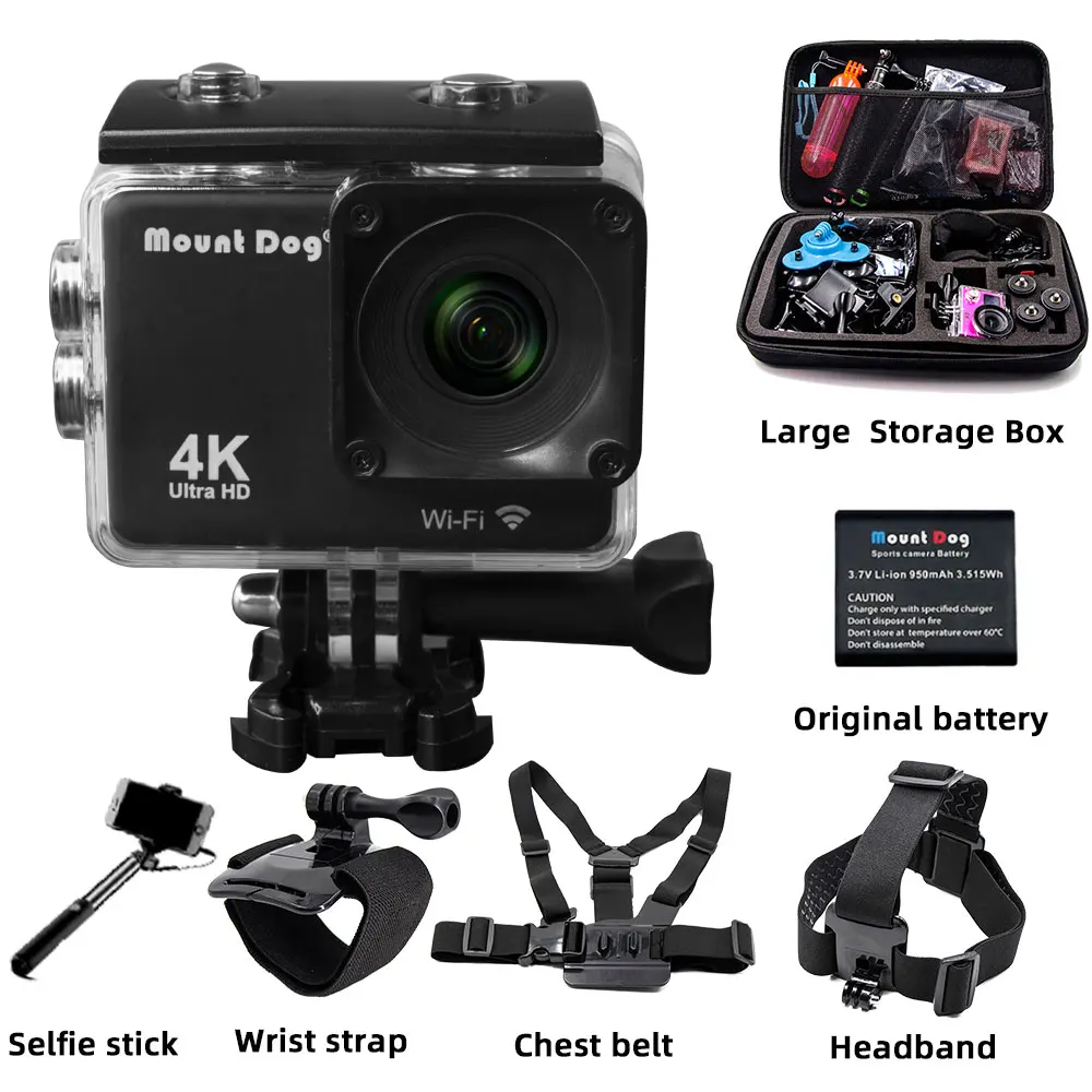 

2.0"HD Waterproof 4K Action Sports Video Camera WiFi Remote Control Camcorder DVR DV Camera Underwater Housing Case Accessories