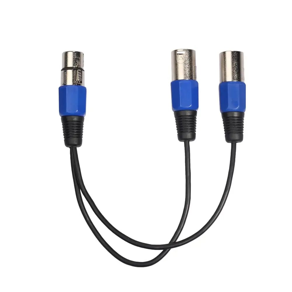 

1Ft XLR Female Jack to Dual 2 Male Plug Splitter Cable Adaptor Cord Microphone Audio Extension Cable Cord wire
