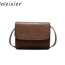 WEIXIER Retro Female Square bag 2019 Quality PU Leather Women bag Crocodile pattern Tote bag Lock Shoulder Messenger Bags LY-39