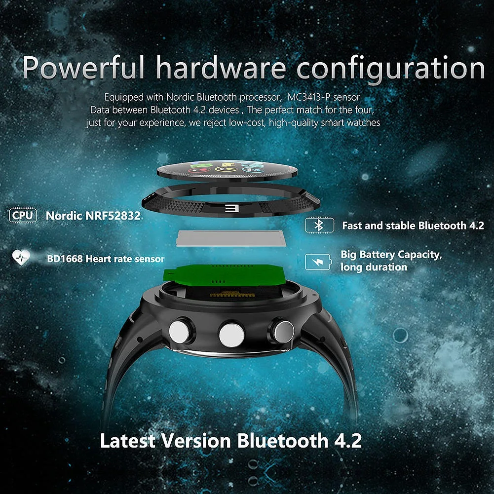 Bluetooth gps позиционирование спортивные часы с мониторинг сердечного ритма и счетчик шагов высокого качества