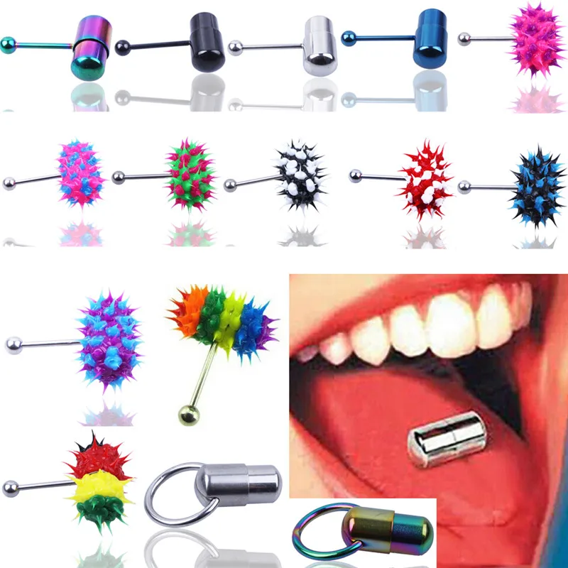 Women Men Rock Personality Vibrating Tongue Ring Body Piercing Jewelry