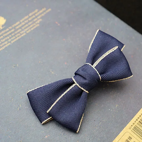 Solid Color With Silver Golden Lining Ribbon Bow Alligator Hair Clips