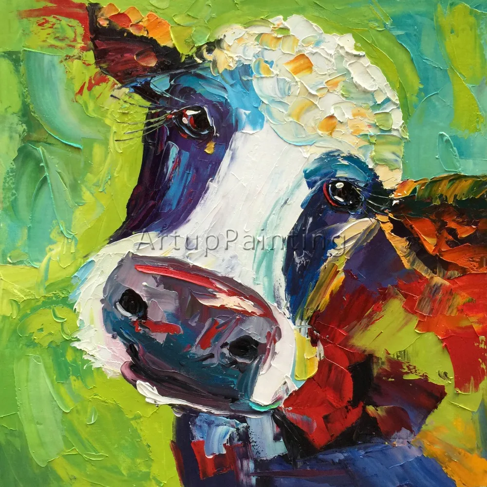 

Cow painting On Canvas Animal acrylic Paintings Wall Art pictures For Living Room plattle knife modern abstract hand painted 3