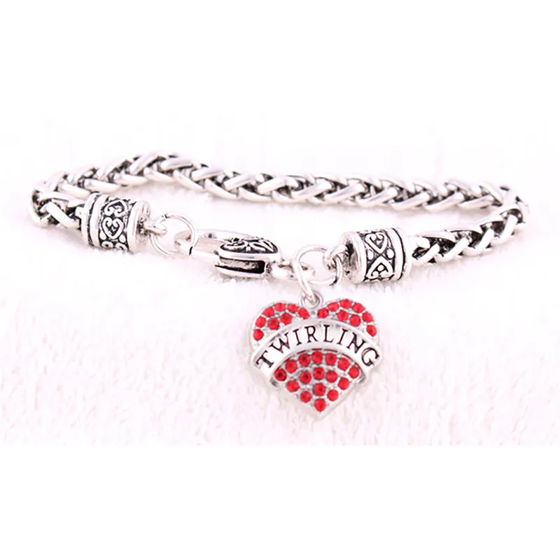 Special Design Women Jewelry Heart Bracelet TWIRLING Written Crystals Fashion Wheat Link Chain Zinc Alloy Provide Dropshipping | Украшения