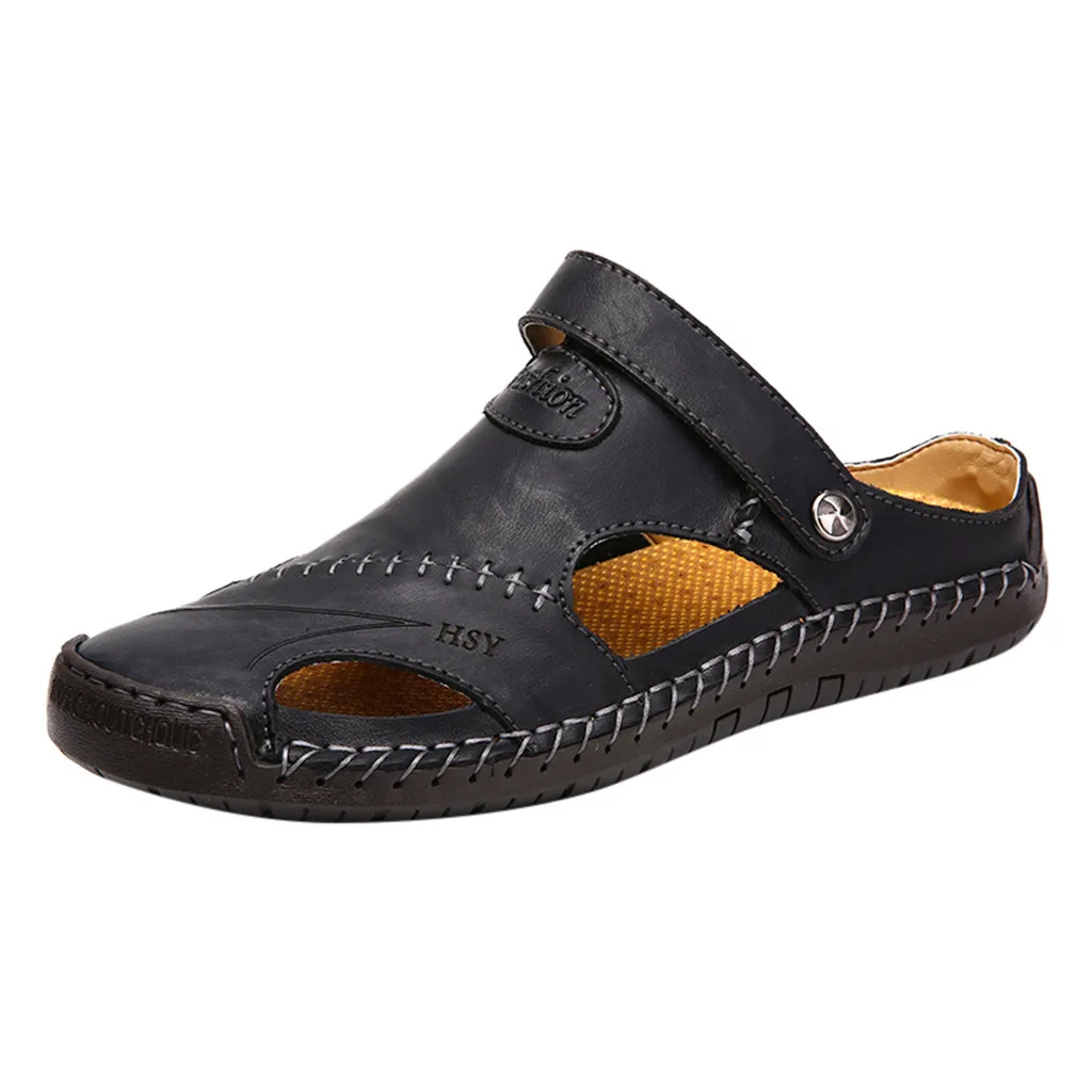 

2019 Genuine Leather Men Sandals Shoes Summer Leisure Beach Men's Sandals High Quality Sandals Slippers Bohemia Big Size #5z