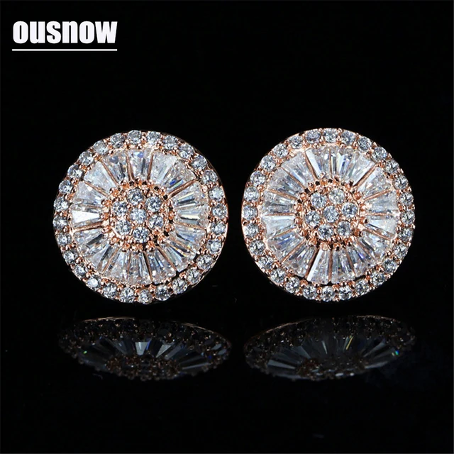 Top Fashion Black &rose gold color Round Stud earrings Crystals from