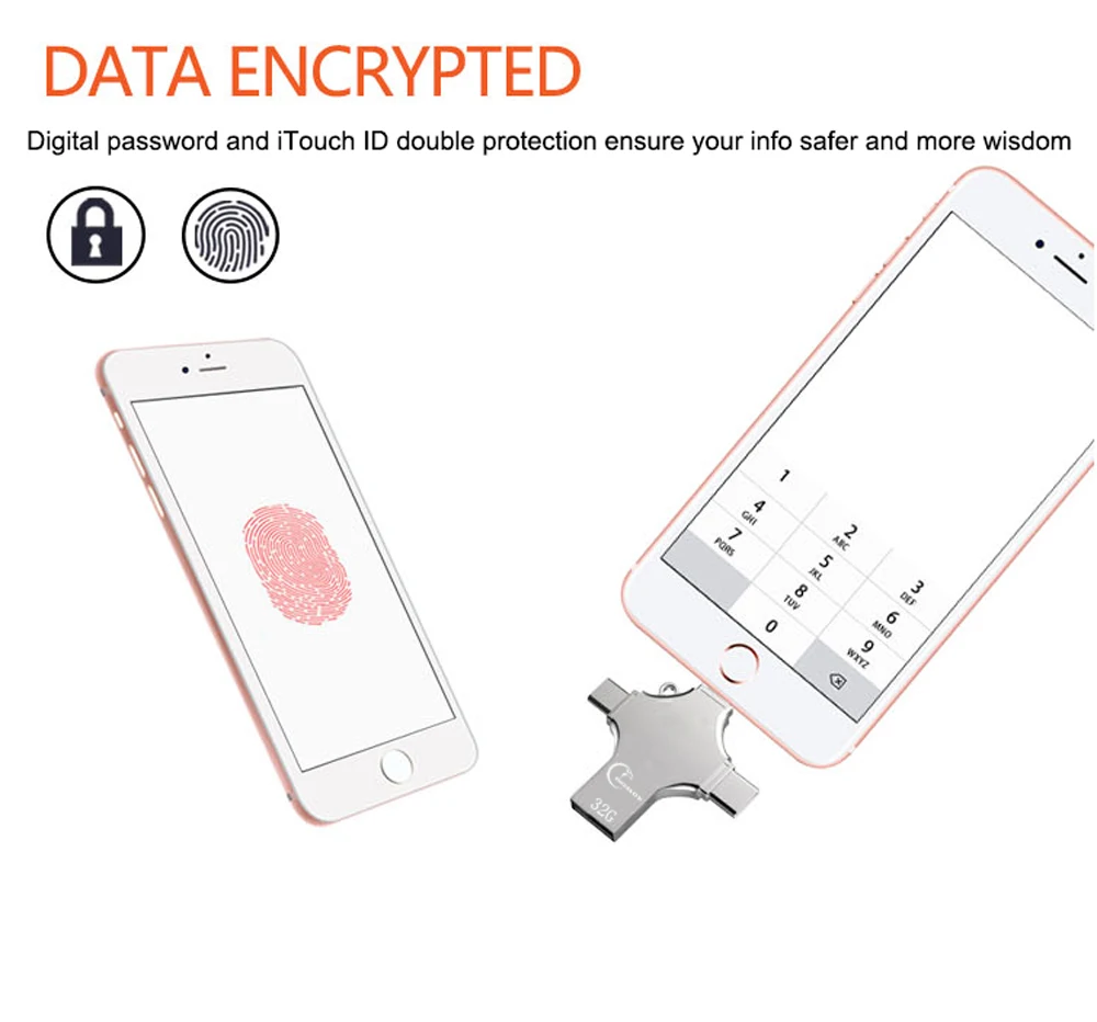 флешка для айфона 16 ГБ 32 64 128 4in1 usb flash drive Металла otg типа с компьютера memory stick iphone ipad