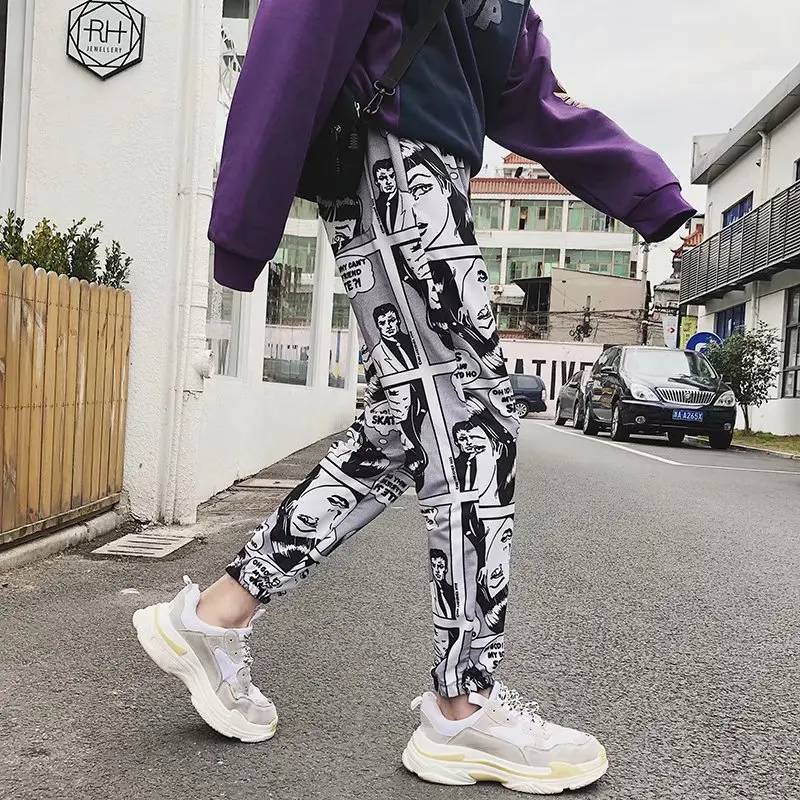 

Loose Sports Casual Pants Men's Beam Foot Harem Pants Comics Printed Joggers Pants Mens Hip Hop Casual Streetwear Trousers