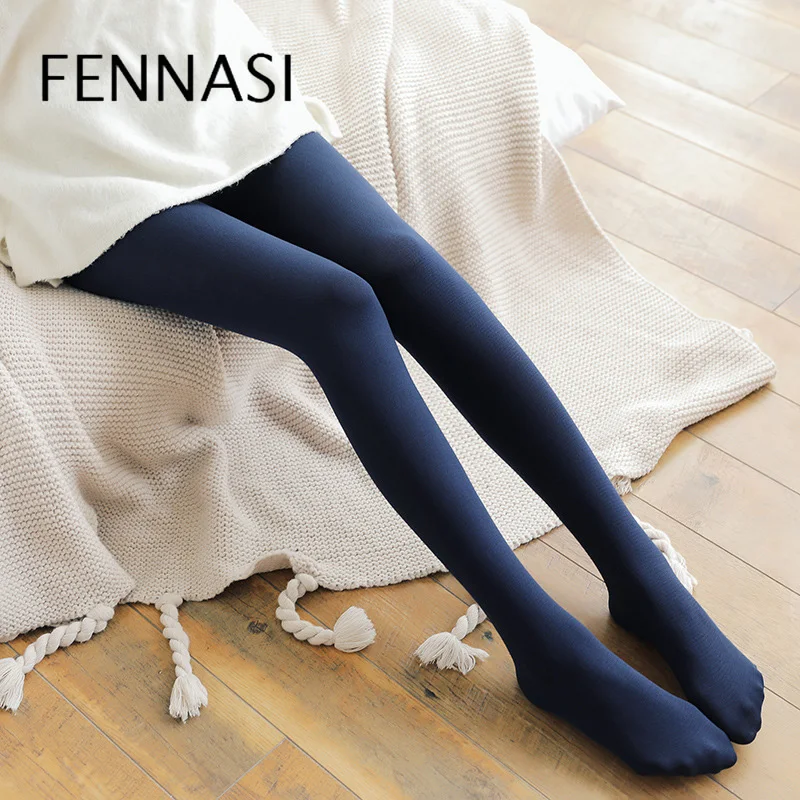 Женские колготки с высокой талией FENNASI зимние однотонные облегающие теплые