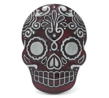 

Clear Red Mexican Katrina Skull Belt Buckle