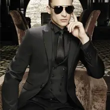 Остроконечные лацканы 1 кнопка черный крутой мужской костюм Terno Masculino(куртка+ брюки+ жилет) Высокое качество привлекательные Custume Homme 4 шт. Формальные