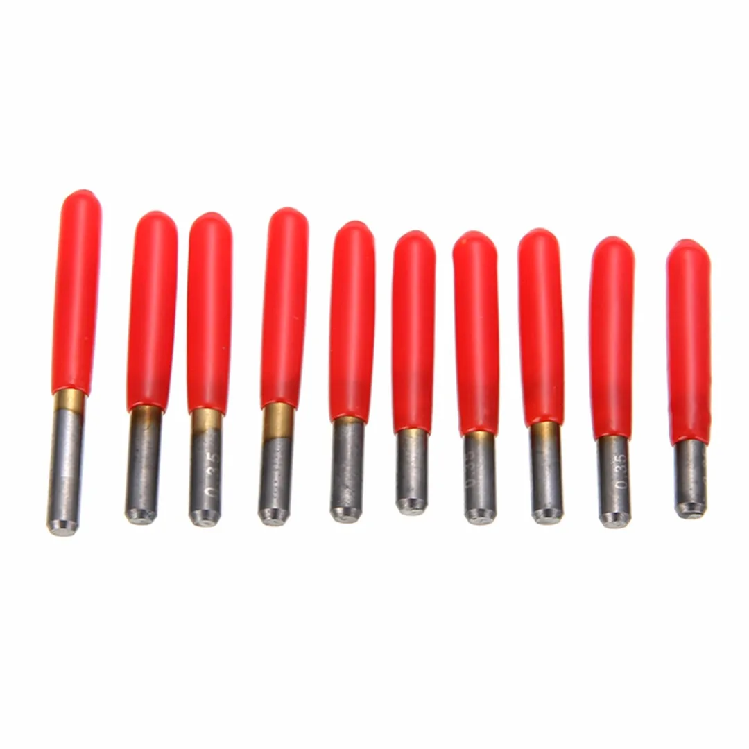 10pcs V Shape 30 Degree Carbide PCB Engraving Bits 3.175 mm Shank Titanium Coated Milling Cutters Tip End Mill