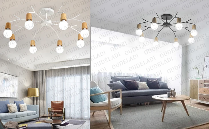Lâmpada do Teto Lâmpada do Vintage Luzes de Teto Arte Aranha Retro Edison Loft Madeira Moderna Led Casa Sala Estar Decoração Luminárias 5 madeira moderna led casa sala estar decoração luminárias