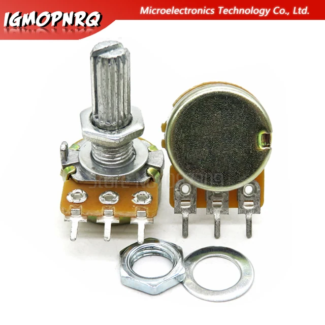 Potenciómetro WH148 de 3 pines 20MM B1K 1K OHM, potenciómetro de rotatoción única pozo para macetas de 20MM con tuercas, potenciómetro de un solo par Potenciómetro WH148 de 3 pines 20MM B1K 1K OHM, potenciómetro de rotatoción única pozo para macetas de 20MM con tuercas, potenciómetro de un solo par
