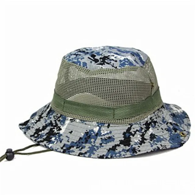 XdanqinX Spring Summer Men's Camouflage Bucket Hats Fixed Rope Mesh
