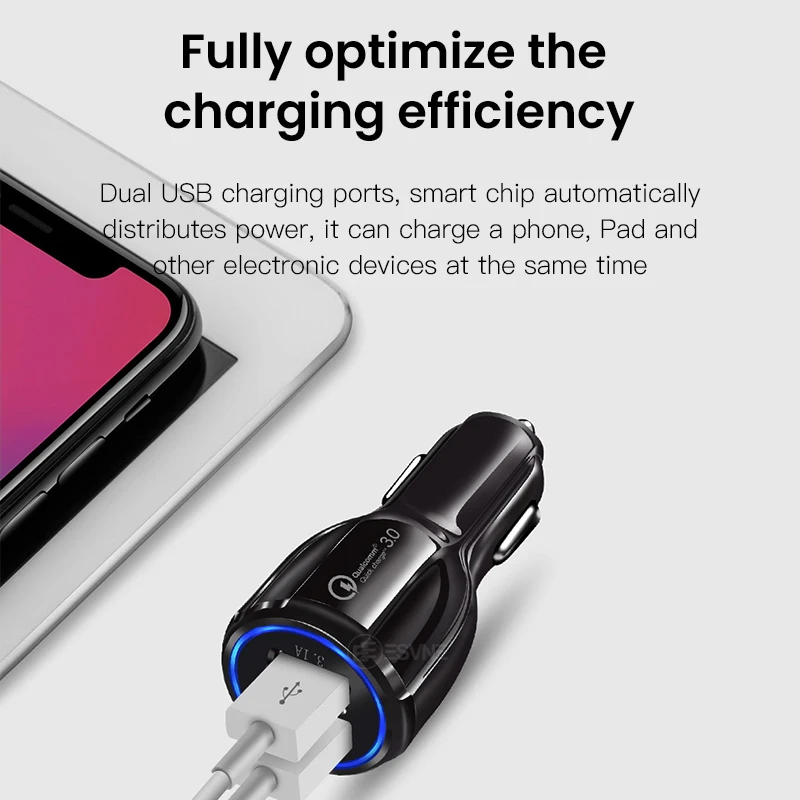 ESVNE USB автомобильное зарядное устройство quick charge 3.0 2.0 мобильный телефон прикуриватель автомобильная зарядка