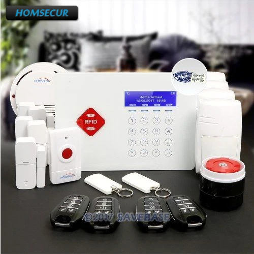 

HOMSECUR App Controlled Wireless GSM LCD RFID Burglar Pet-Immune/Friendly Alarm System with Smoke Sensor+ SOS Intercom