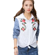 2017 Spring Floral Embroidered Women Blouses Fashion Female Top Vintage Long Sleeve White Slim Shirts Female Tops Femme Clothing