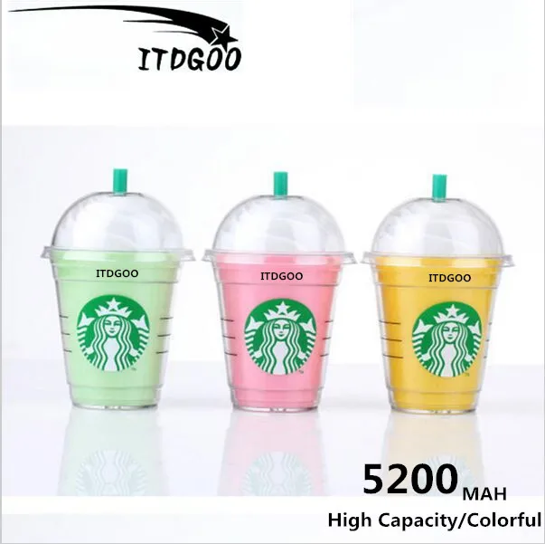 Starbuck Coffee Cup power bank 5200mAh portable charger External backup battery universal mobile power bank For All Mobile Phone