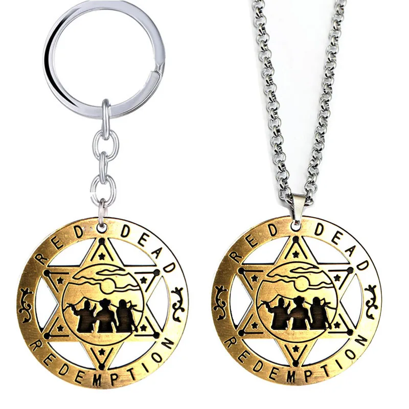 Red Dead Redemption 2 Game Keychain Gun Pendant Metal toy keyring Holder Men Car Women Bag Key Chain Chaveiro Jewelry