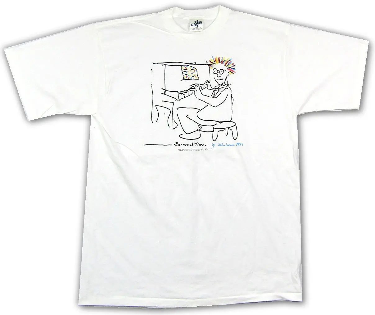 

John Lennon Borrowed Time Sketch Image White T Shirt New Official NOS 1999