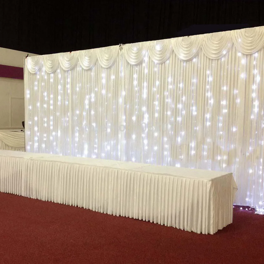 

3m x 6m / 10ft*20ft ice silk White Color Wedding Drape curtain Pleated Wedding Backdrop Curtain Decoration&Swag Background