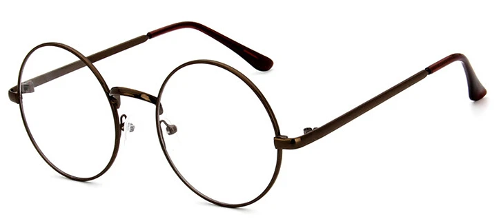 Женские очки, круглая оправа из сплава, очки по рецепту, Ретро стиль, прозрачные оптические очки, оправа для очков для мужчин и женщин - Цвет оправы: Coffee