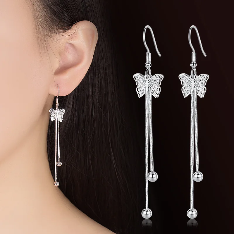 2 Style New Fashion 925 Sterling Silver Drop Earring Temperament Long
