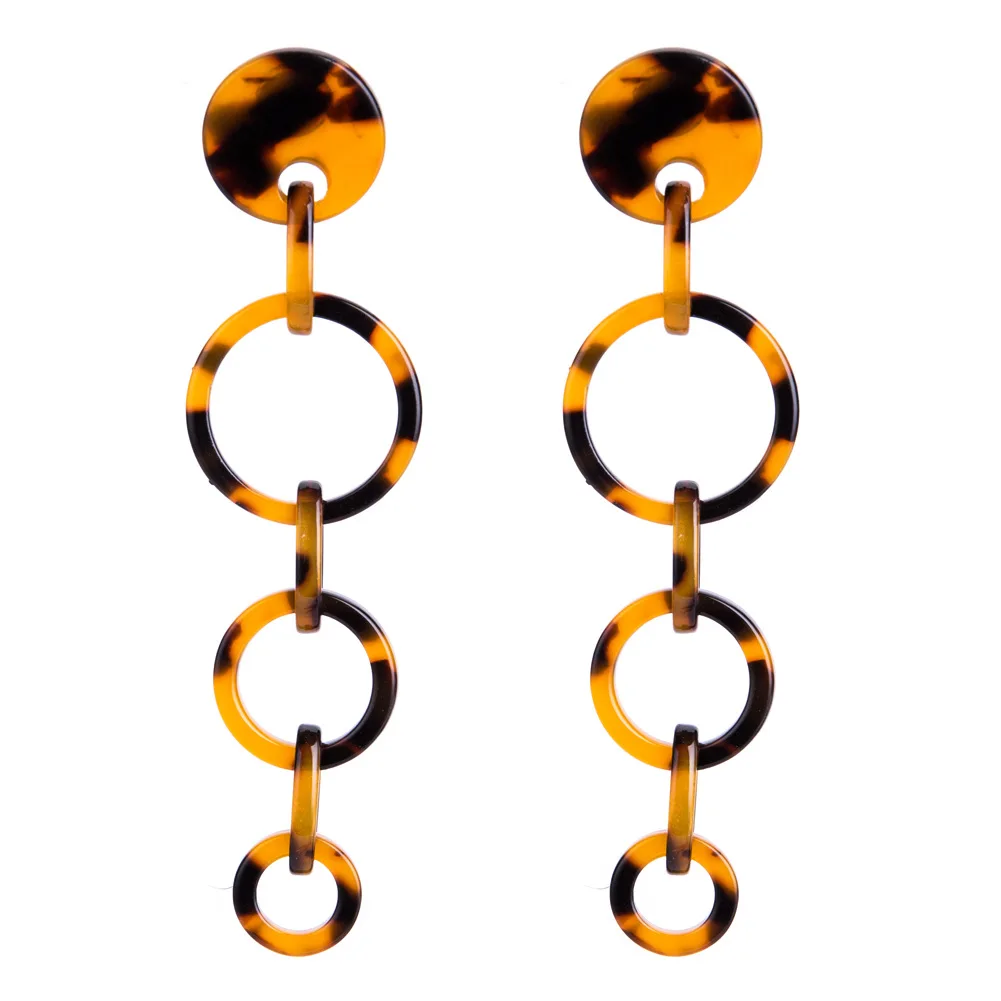 Multi Circle Chain Acetate Dangle Earrings