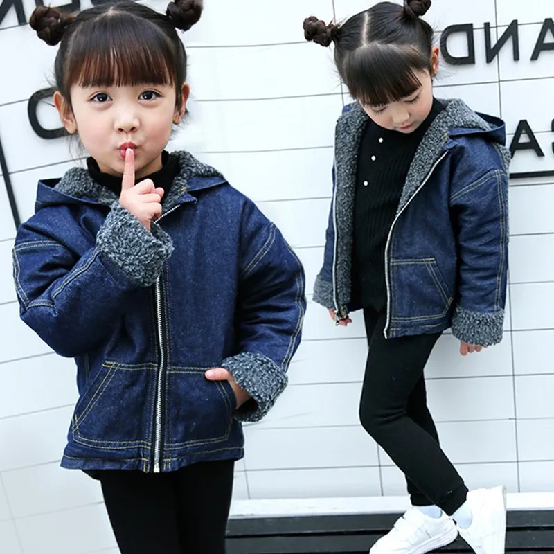 Baby Girls Denim Jackets Coats 2019 Winter Children Thickened Clothes