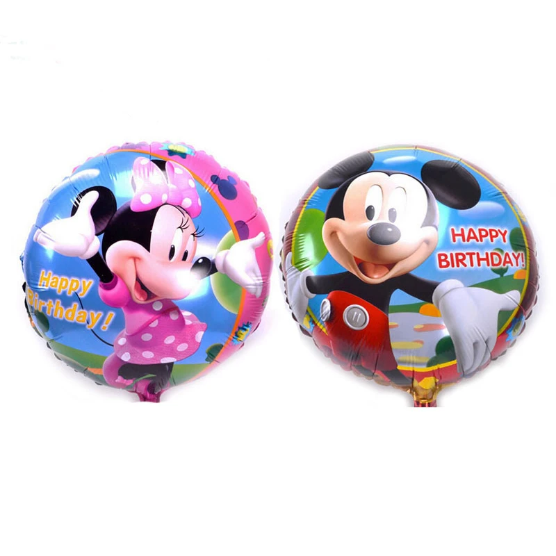 50 шт./лот 18-inch Минни Микки круглый воздушные шары для дня рождения праздничные украшения: воздушные шары принадлежности для праздничной вечеринки