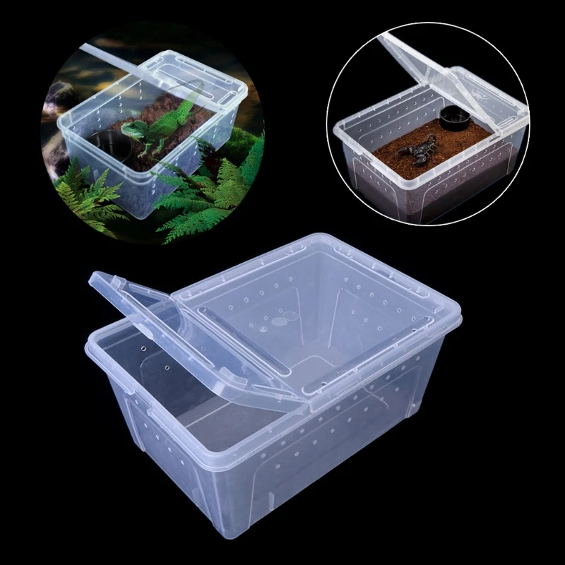 

1Pc Reptile Insert Box Breathable Breeding Feeding Case Plastic Transport for Lizard