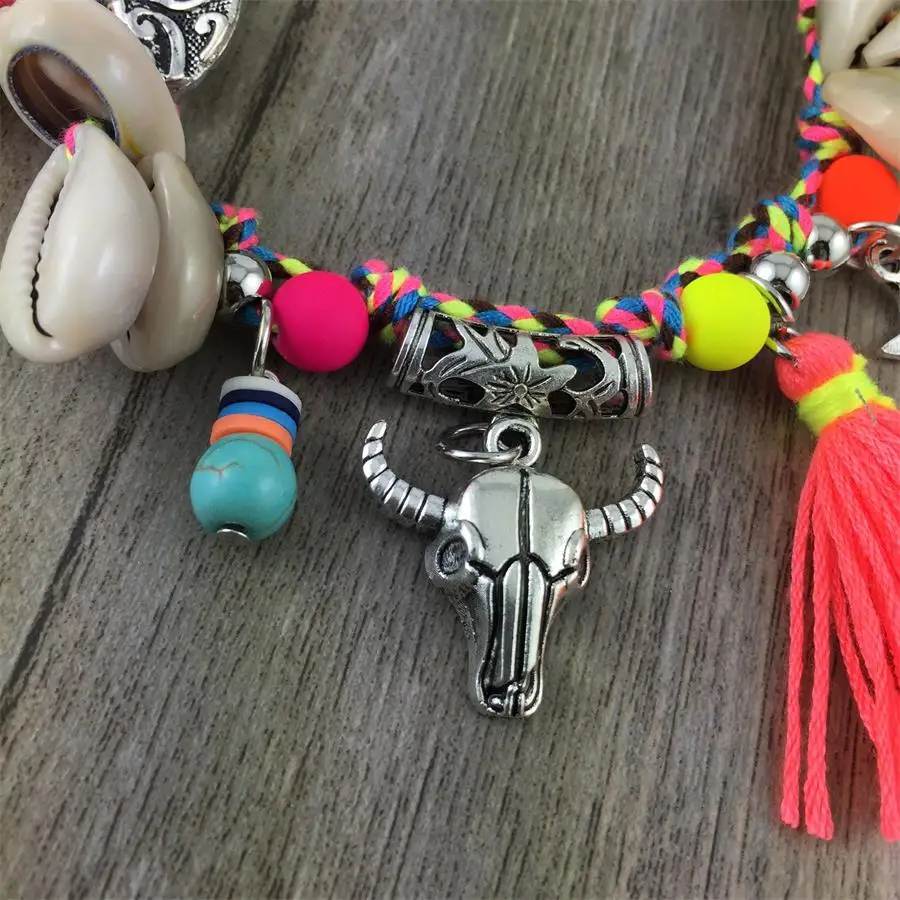 Boho barefoot beach bohemian Hippie style Anklet bracelet Handmade Gypsy Wedding party jewelry Chain Bracelet Leather Bracelets Beaded Bracelet