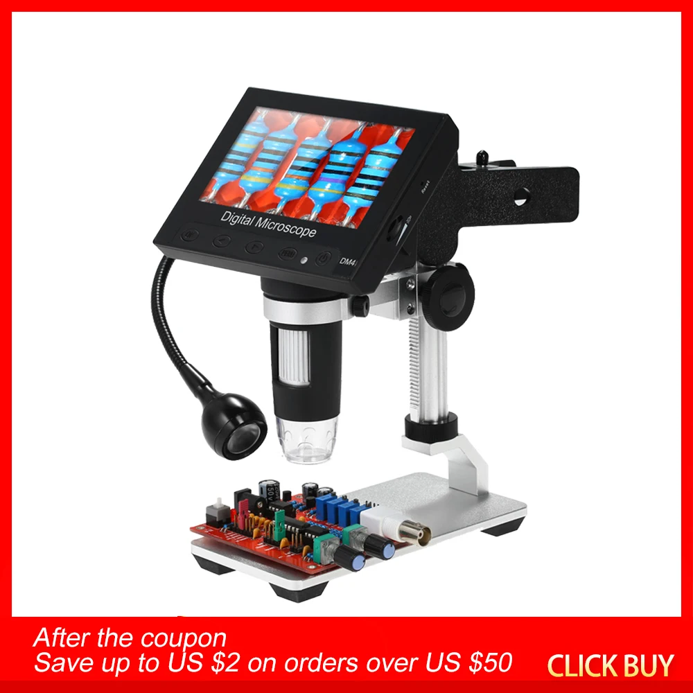 

1000X Portable Lithium Battery Digital Microscope Magnifier with Light for Mobile Phone Industrial with Adjustable Metal Stand