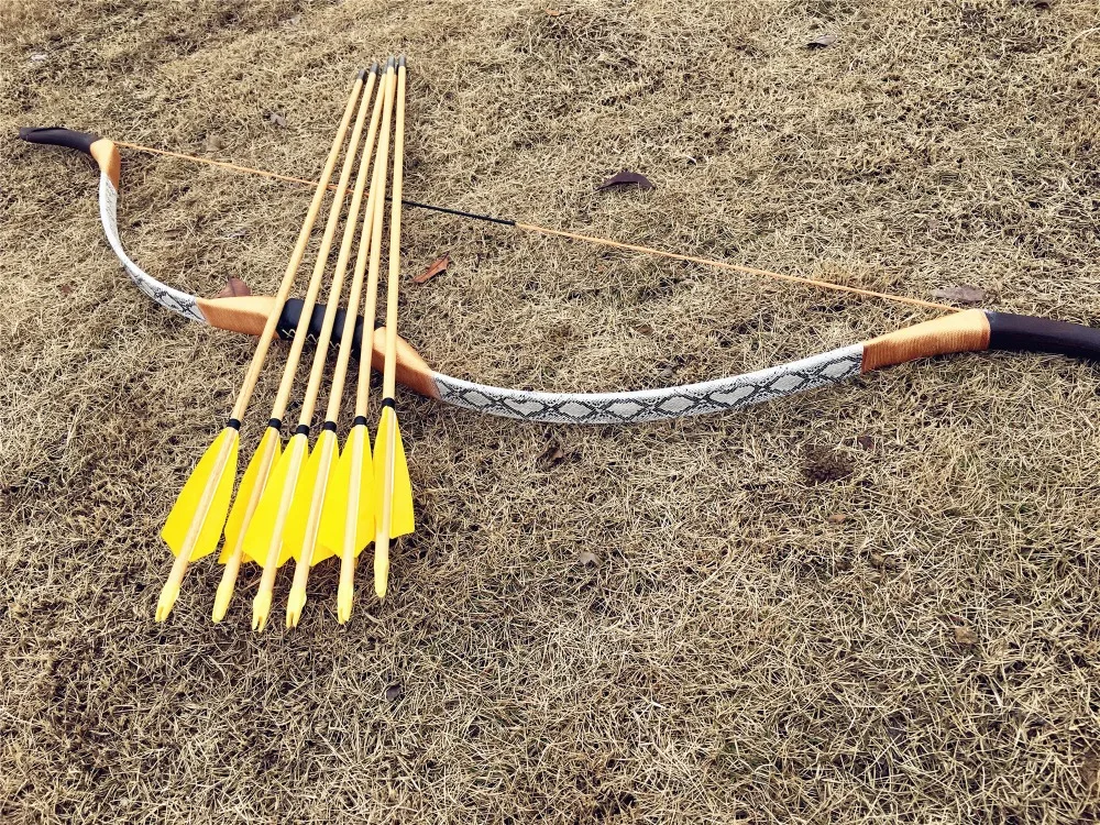 Cheap longbow set for hunting!Handmade recurve bow leather longbow 20lb