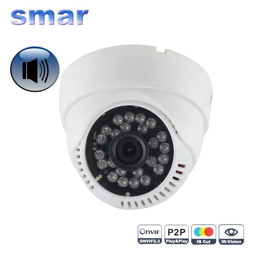 Mini HD 720P 960P IP Camera Audio Input With External Pickup Microphone Security Dome Indoor