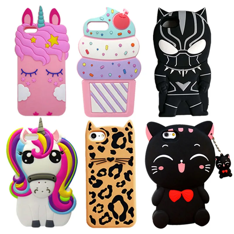 

Phone Case For iphone 5 Cartoon 3D Silicone Case For iphone 5S Cat Black Pink Cool Rabbit Bunny Unicorn Stitch Cover For iphone5