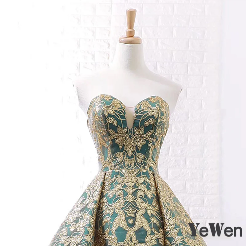 Сладкий зеленый золото кружево длинное вечернее платье Атлас Ливан vestidos verano