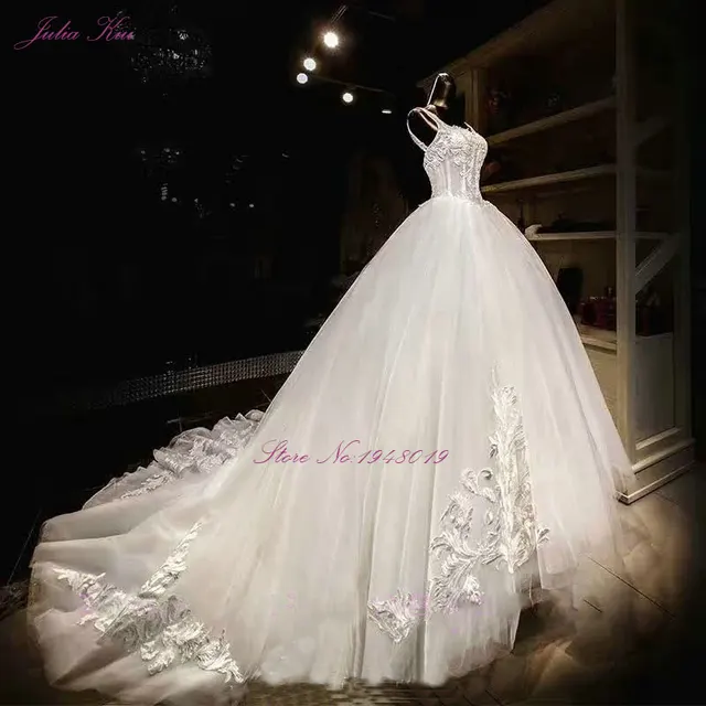 Elegante Spaghetti Tragern Riesige Bestickt Appliques Zuruck Lace Up Ballkleid Puffy Prinzessin Hochzeit Kleid Princess Wedding Dresses Wedding Dressprincess Wedding Aliexpress