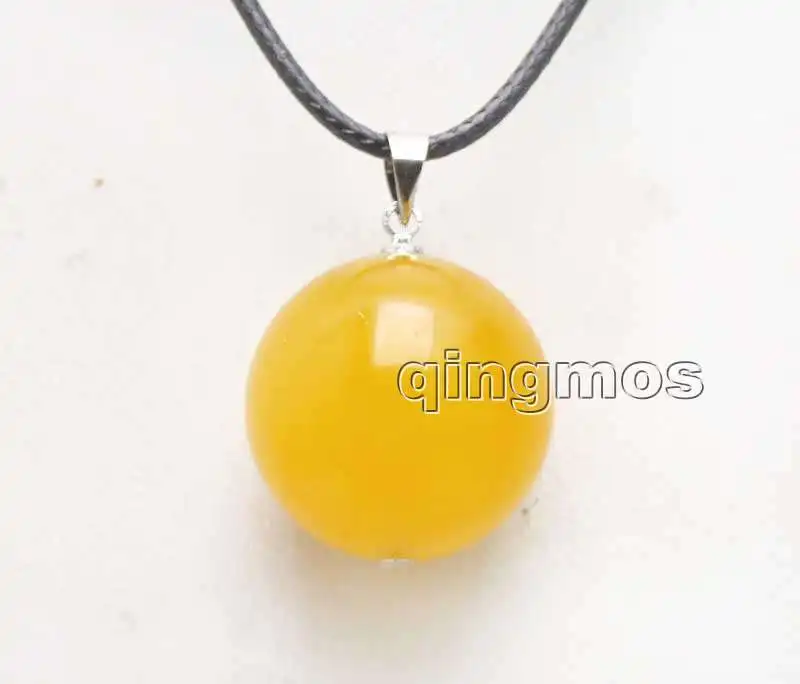

Big 20mm Yellow Round Natural Stone & cord 17-18" necklace-nec6385