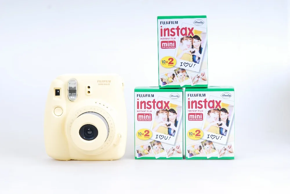 Fujifilm Instax Mini 8 Yellow Instant Camera + 3 Boxes Instax Mini Film