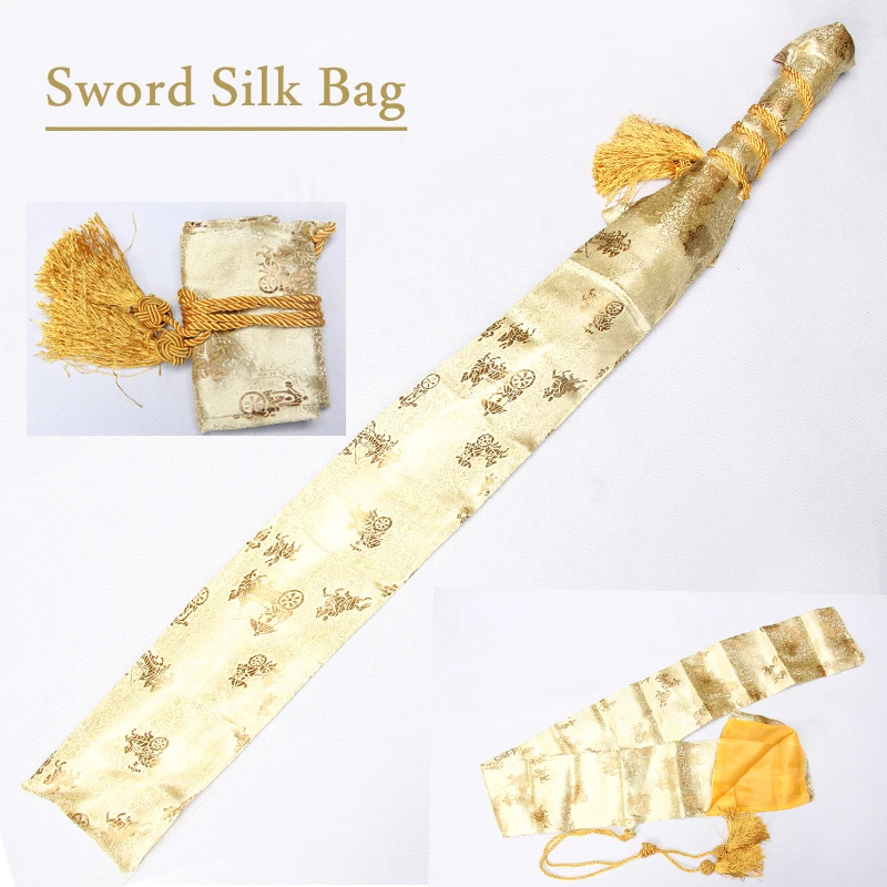

Japanese Samurai Sword Silk Bag Gold Color Embroidered Antique patter For Katana / Wakizashi Brand New supply